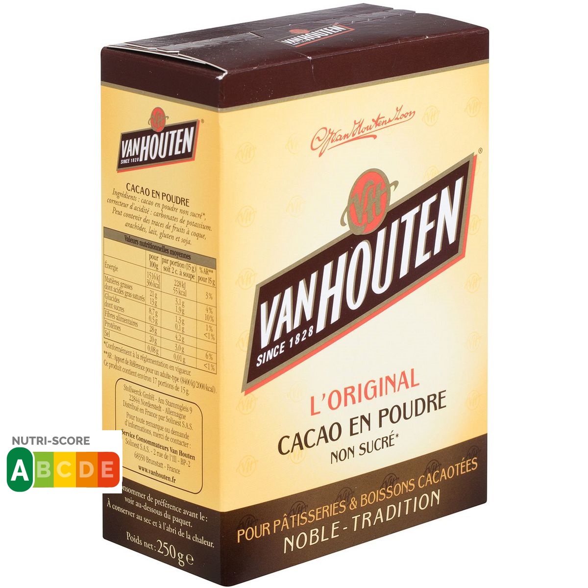 Poudre chocolatée Van Houten Cacao non sucré – 250g – Swidis