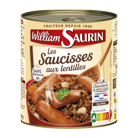 Saucisses lentilles William Saurin 840g