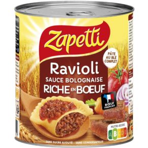 Ravioli Zapetti au blé complet sauce bolognaise riche en bœuf 800g