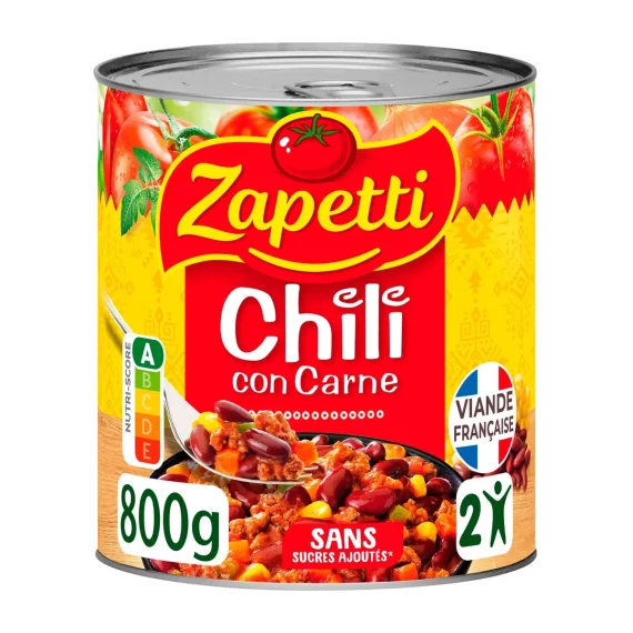 Zapetti Chili con carne au bœuf 3-4 personnes 800g