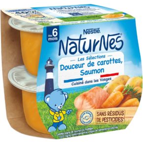 Bols NaturNes Nestlé - Douceurs Carotte Saumon 6 mois - 2x200g