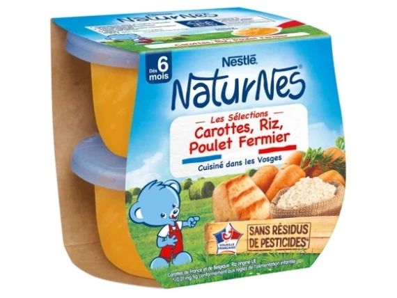NaturNes Nestlé - Carotte Riz Poulet fermier 6 mois - 2x200g