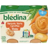 Petit pot bébé Blédina 6 mois Haricot carotte veau - 2x200