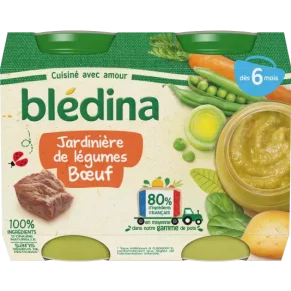 Petit pot bébé Blédina 6 mois Jardinière de  Légumes bœuf - 2x200g