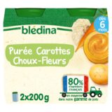 Petit pot bébé Blédina 6 mois Purée carotte chou fleur-2x200g