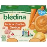 Petit pot bébé Blédina 6 mois Purée carotte jambon - 2x200g