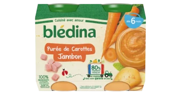 Petit pot bébé Blédina 6 mois Purée carotte jambon - 2x200g