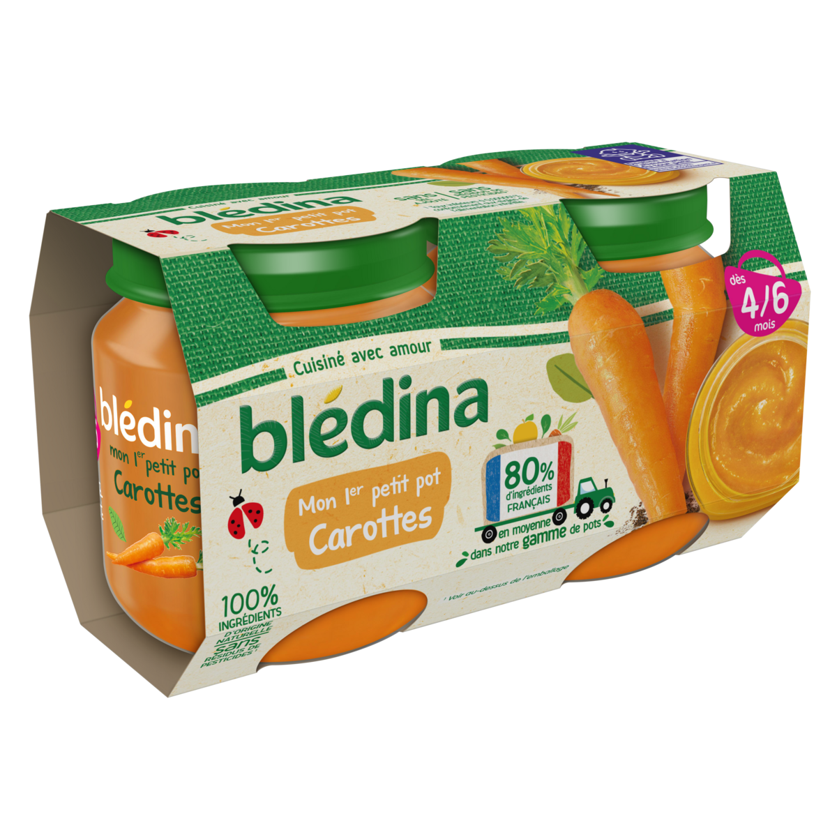 Petits pots bébé petits pois dès 4 mois BLEDINA 2x130g - Super U