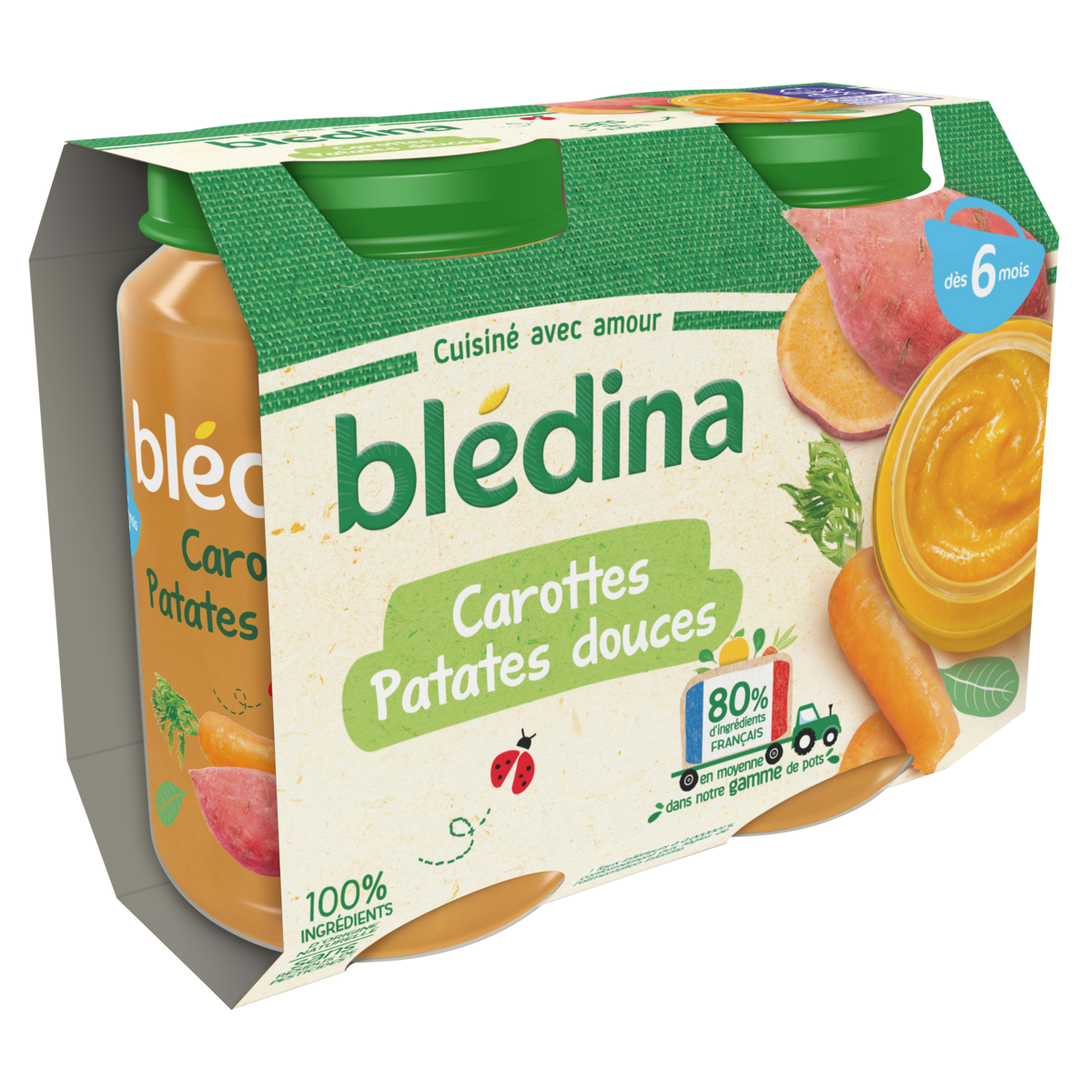 Petit pot bébé Blédina 6 mois Patate douce carotte-2x200g