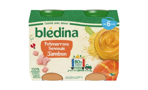 Petit pot bébé Blédina 6 mois Potimarron jambon - 2x200g
