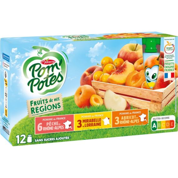 Compotes Pom'Potes multivariétés Fruits de nos régions - 12x90g