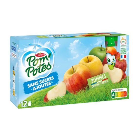 Compotes Pom'Potes Gourdes Pomme Nature - 12x90g