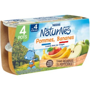 NaturNes® Petit pot Bébé Pommes Bananes - 4x130g