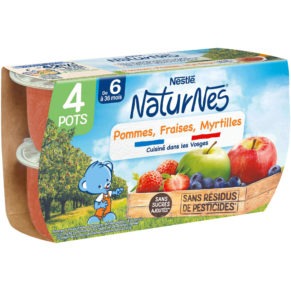 NaturNes® Petit pot  Pommes Fraises Myrtilles Dès 6 mois - 4x130g