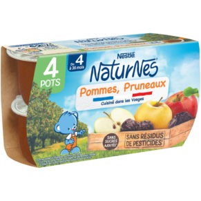NaturNes® Petit pot Bébé Pommes Pruneaux Dès 4 mois - 4x130g
