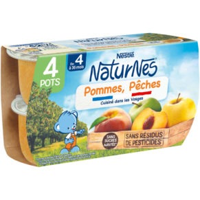 NaturNes® Petit pot Bébé Pommes Pêches Dès 4 mois - 4x130g
